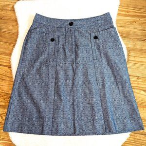 New Derek Lam Pleated Blue & White Chambray Skirt